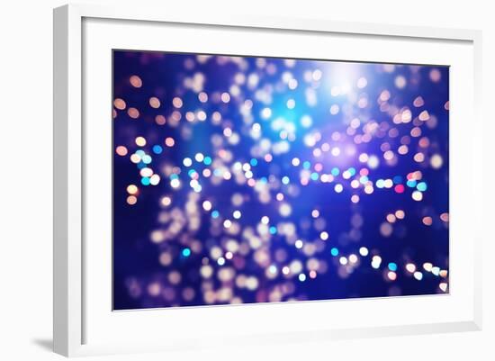 Festive Background with Natural Bokeh and Bright Golden Lights. Vintage Magic Background with Color-Maximusnd-Framed Photographic Print