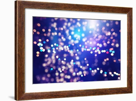 Festive Background with Natural Bokeh and Bright Golden Lights. Vintage Magic Background with Color-Maximusnd-Framed Photographic Print