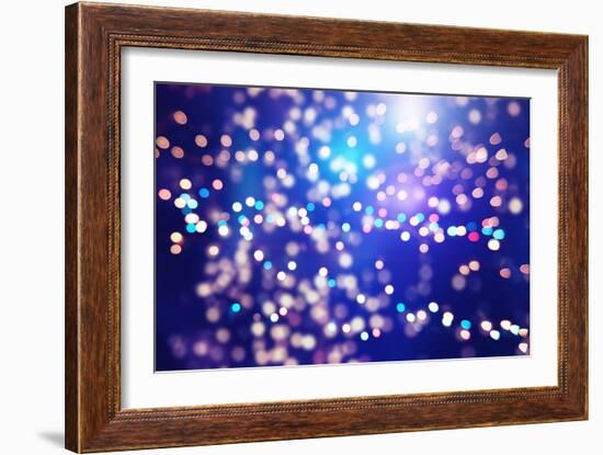 Festive Background with Natural Bokeh and Bright Golden Lights. Vintage Magic Background with Color-Maximusnd-Framed Photographic Print