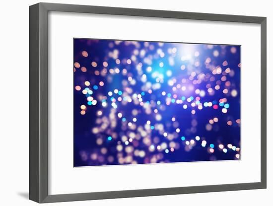 Festive Background with Natural Bokeh and Bright Golden Lights. Vintage Magic Background with Color-Maximusnd-Framed Photographic Print