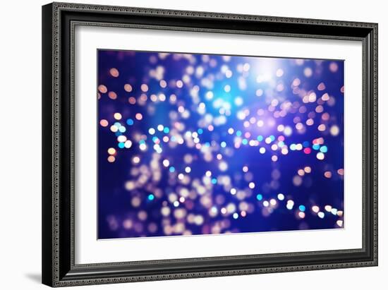 Festive Background with Natural Bokeh and Bright Golden Lights. Vintage Magic Background with Color-Maximusnd-Framed Photographic Print