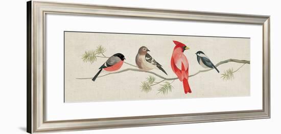 Festive Birds Panel I Linen-Danhui Nai-Framed Art Print