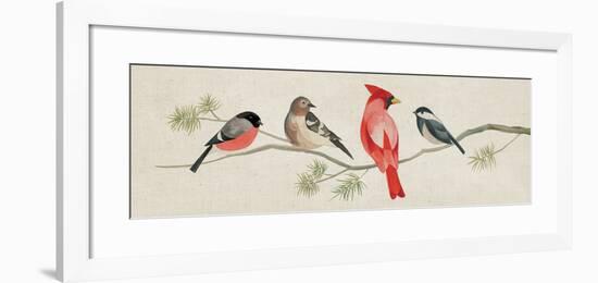 Festive Birds Panel I Linen-Danhui Nai-Framed Art Print