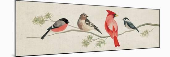 Festive Birds Panel I Linen-Danhui Nai-Mounted Art Print