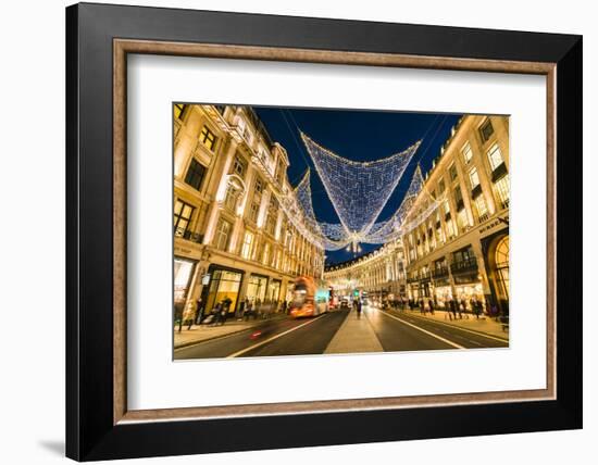 Festive Christmas lights in Regent Street in 2016, London, England, United Kingdom, Europe-Fraser Hall-Framed Photographic Print