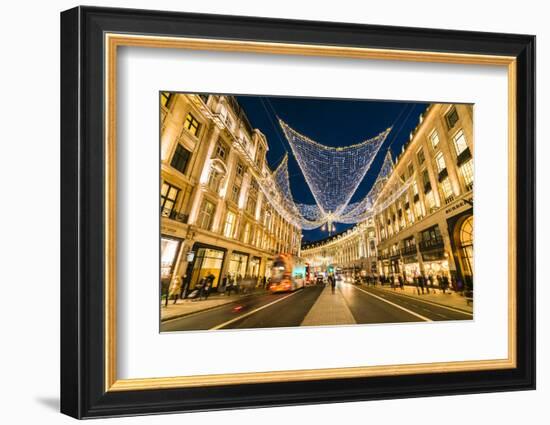 Festive Christmas lights in Regent Street in 2016, London, England, United Kingdom, Europe-Fraser Hall-Framed Photographic Print