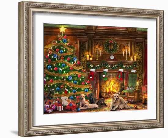 Festive Labradors-Dominic Davison-Framed Art Print