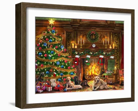 Festive Labradors-Dominic Davison-Framed Art Print