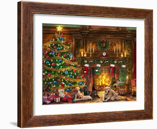 Festive Labradors-Dominic Davison-Framed Art Print