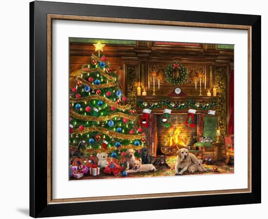 Festive Labradors-Dominic Davison-Framed Art Print