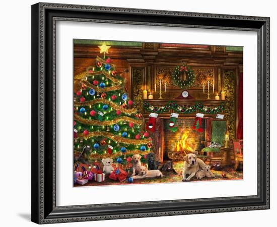 Festive Labradors-Dominic Davison-Framed Art Print