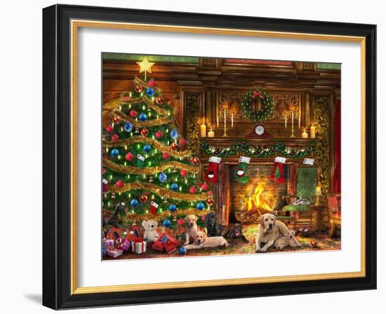 Festive Labradors-Dominic Davison-Framed Art Print