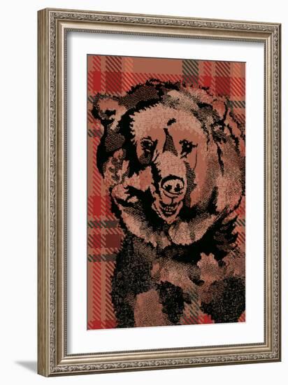 Festive Plaid Bear-Ingrid Van Den Brand-Framed Giclee Print