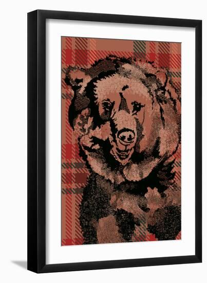 Festive Plaid Bear-Ingrid Van Den Brand-Framed Giclee Print