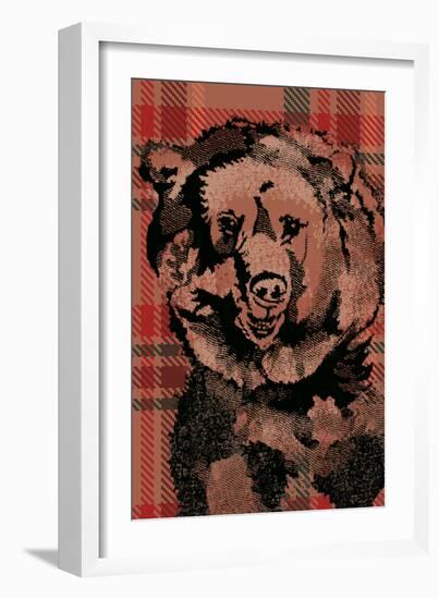 Festive Plaid Bear-Ingrid Van Den Brand-Framed Giclee Print