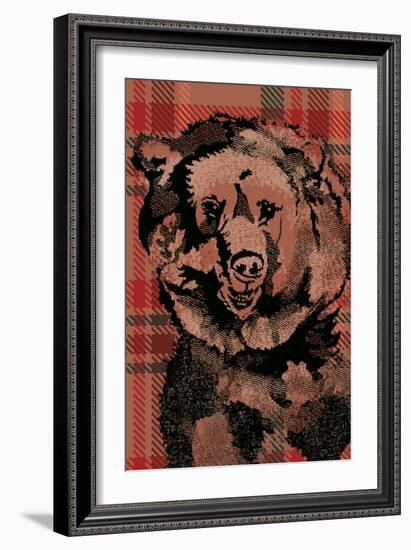 Festive Plaid Bear-Ingrid Van Den Brand-Framed Giclee Print