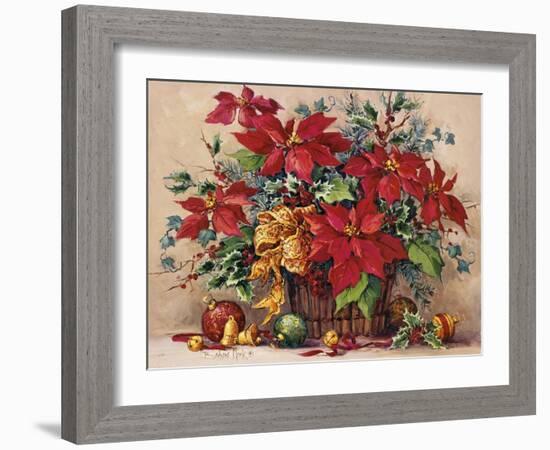 Festive Poinsettia Basket-Barbara Mock-Framed Giclee Print