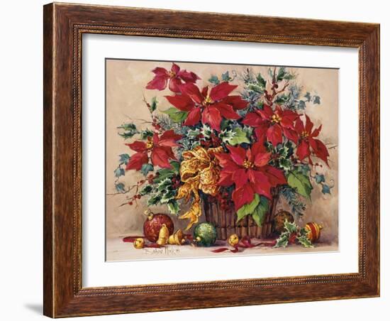 Festive Poinsettia Basket-Barbara Mock-Framed Giclee Print