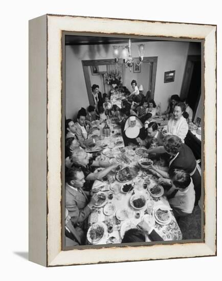 Festive Spread Through Dining Room at La Falce Family Reunion-Ralph Morse-Framed Premier Image Canvas