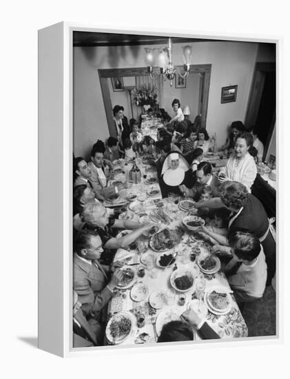 Festive Spread Through Dining Room at La Falce Family Reunion-Ralph Morse-Framed Premier Image Canvas