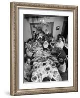 Festive Spread Through Dining Room at La Falce Family Reunion-Ralph Morse-Framed Photographic Print