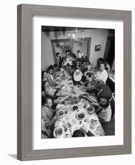 Festive Spread Through Dining Room at La Falce Family Reunion-Ralph Morse-Framed Photographic Print