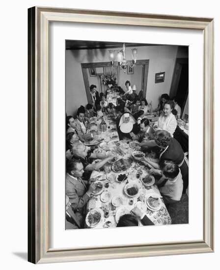 Festive Spread Through Dining Room at La Falce Family Reunion-Ralph Morse-Framed Photographic Print