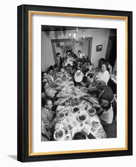 Festive Spread Through Dining Room at La Falce Family Reunion-Ralph Morse-Framed Photographic Print