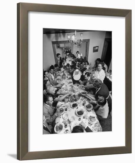 Festive Spread Through Dining Room at La Falce Family Reunion-Ralph Morse-Framed Photographic Print