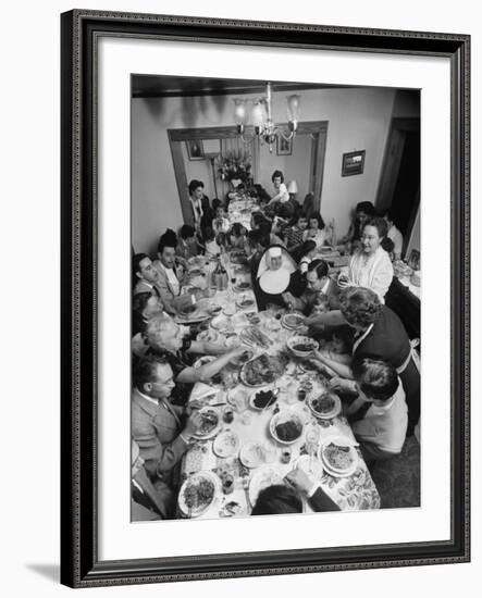 Festive Spread Through Dining Room at La Falce Family Reunion-Ralph Morse-Framed Photographic Print