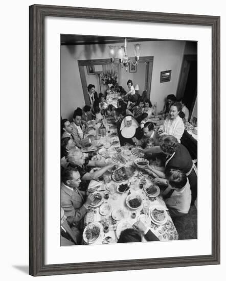 Festive Spread Through Dining Room at La Falce Family Reunion-Ralph Morse-Framed Photographic Print