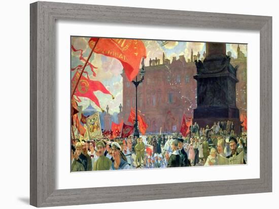 Festivities Marking the Opening of the Second Congress of the Comintern and Demonstration on…-Boris Kustodiyev-Framed Giclee Print