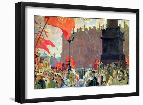 Festivities Marking the Opening of the Second Congress of the Comintern and Demonstration on…-Boris Kustodiyev-Framed Giclee Print