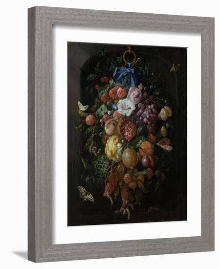 Festoon of Fruit and Flowers - Still Life-Jan Davidsz de Heem-Framed Art Print