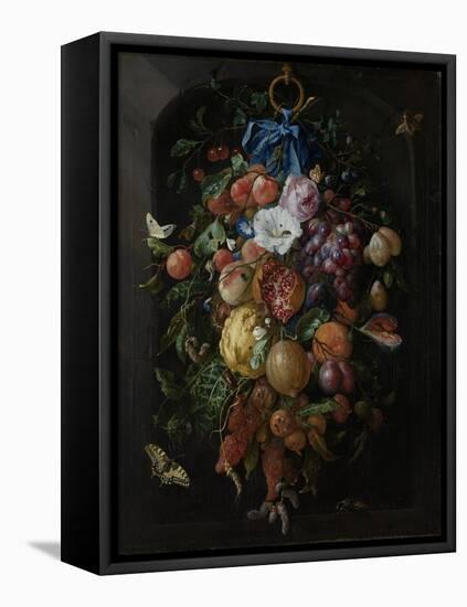 Festoon of Fruit and Flowers - Still Life-Jan Davidsz de Heem-Framed Stretched Canvas