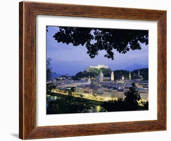 Festung (Fortress) Hohensalzburg at Twilight, Salzburg, Salzburgland, Austria, Europe-Richard Nebesky-Framed Photographic Print