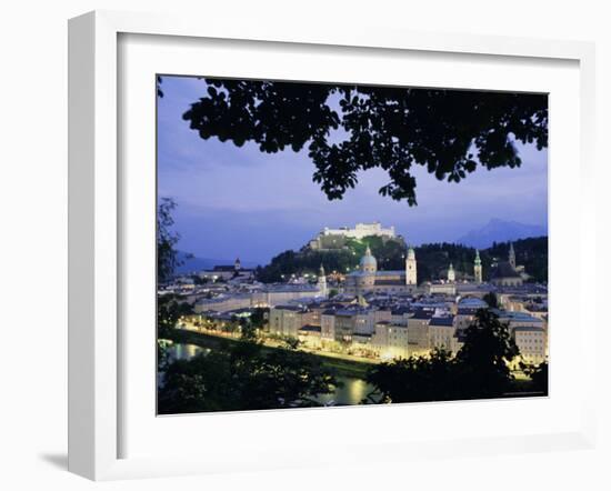 Festung (Fortress) Hohensalzburg at Twilight, Salzburg, Salzburgland, Austria, Europe-Richard Nebesky-Framed Photographic Print