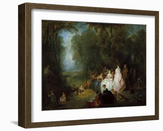 Fête Champêtre (Pastoral Gathering), 1718-21-Jean Antoine Watteau-Framed Giclee Print