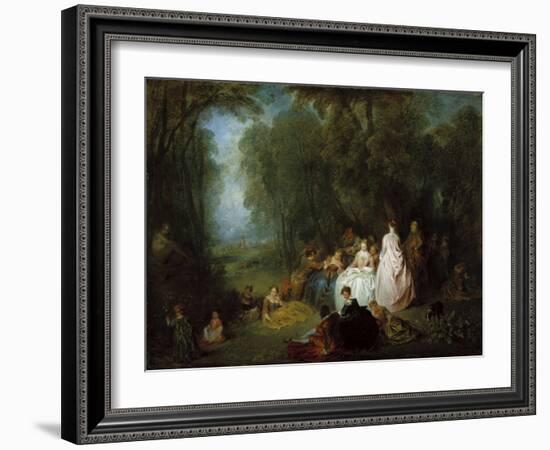 Fête Champêtre (Pastoral Gathering), 1718-21-Jean Antoine Watteau-Framed Giclee Print