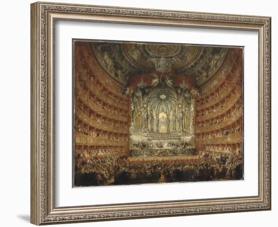 Fête musicale donnée par le cardinal de la Rochefoucauld au théâtre Argentina de Rome le 15-Giovanni Paolo Pannini-Framed Giclee Print