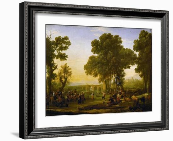 Fete villageoise (village festival). (1639) Inv. 4714.-Claude Lorrain-Framed Giclee Print