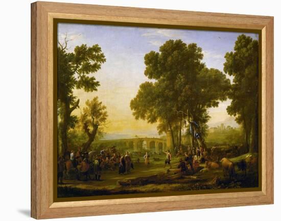 Fete villageoise (village festival). (1639) Inv. 4714.-Claude Lorrain-Framed Premier Image Canvas