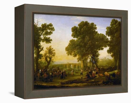 Fete villageoise (village festival). (1639) Inv. 4714.-Claude Lorrain-Framed Premier Image Canvas