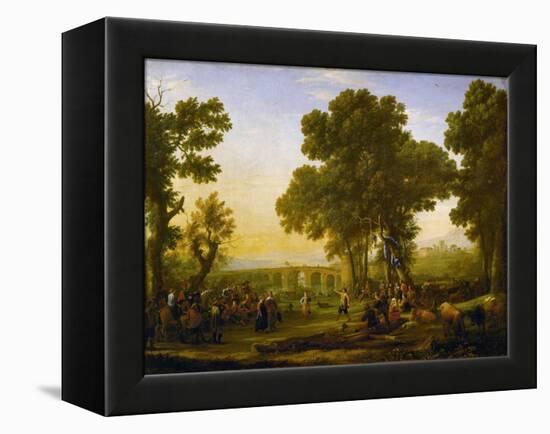 Fete villageoise (village festival). (1639) Inv. 4714.-Claude Lorrain-Framed Premier Image Canvas