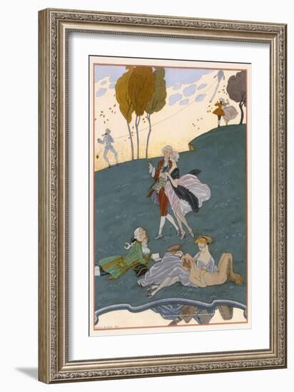 Fetes Galantes, Illustration for 'Fetes Galantes' by Paul Verlaine-Georges Barbier-Framed Giclee Print