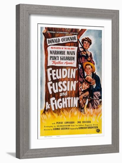 Feudin', Fussin' and A-Fightin', from Bottom: Donald O'Connor, Percy Kilbride, Marjorie Main, 1948-null-Framed Art Print