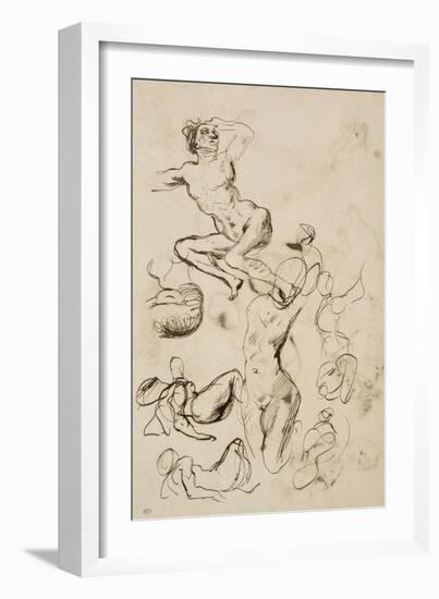 Feuille d'?des de nus-Francisco de Goya-Framed Giclee Print