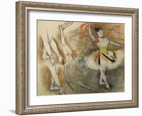 Feuille d'étude : danseuse au tambourin ou Danseuse espagnole-Edgar Degas-Framed Giclee Print