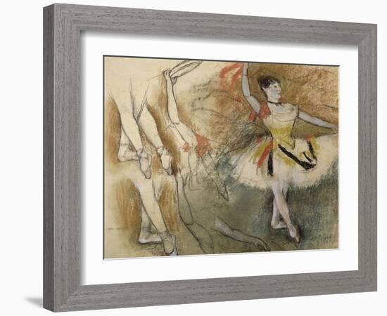 Feuille d'étude : danseuse au tambourin ou Danseuse espagnole-Edgar Degas-Framed Giclee Print