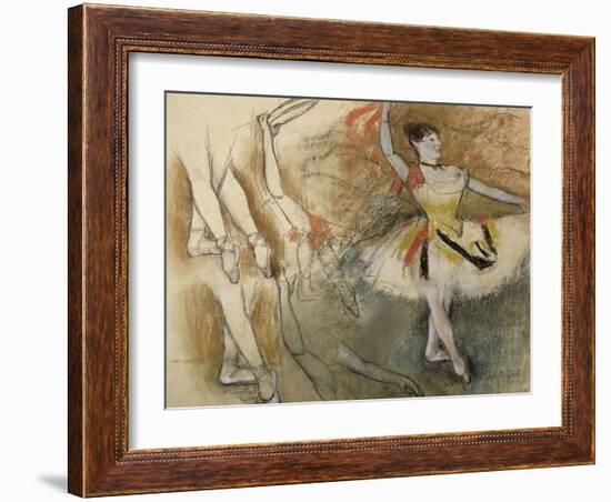 Feuille d'étude : danseuse au tambourin ou Danseuse espagnole-Edgar Degas-Framed Giclee Print